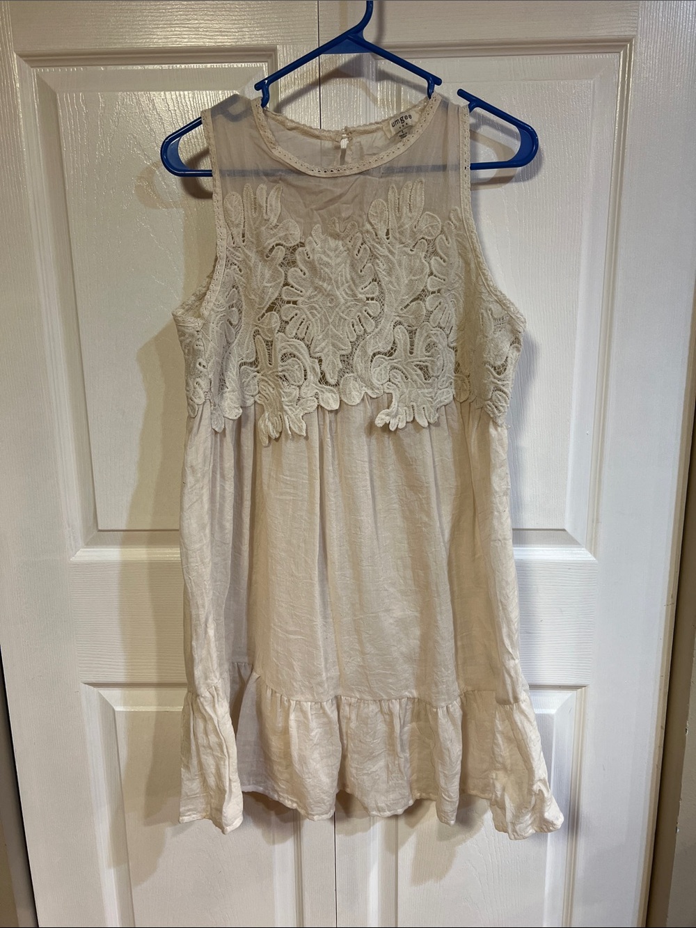 Umgee Cream Lace Bodice Mini Dress
